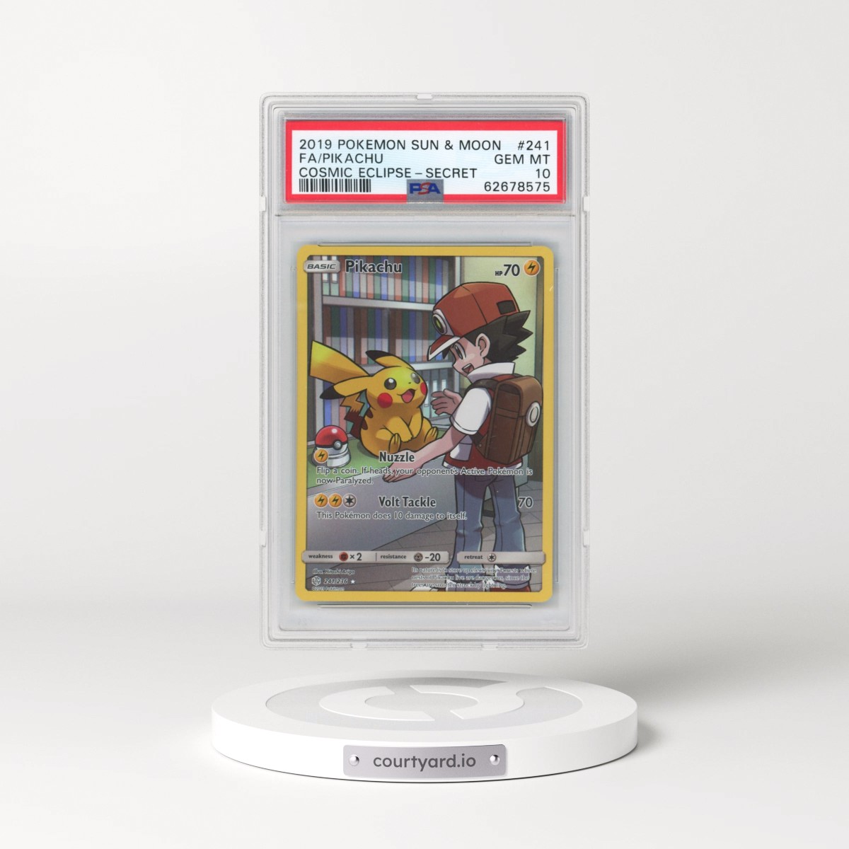 2019 Pokémon Sun & Moon Cosmic Eclipse #241 Pikachu - Full Art Secret (PSA 10 GEM MINT)