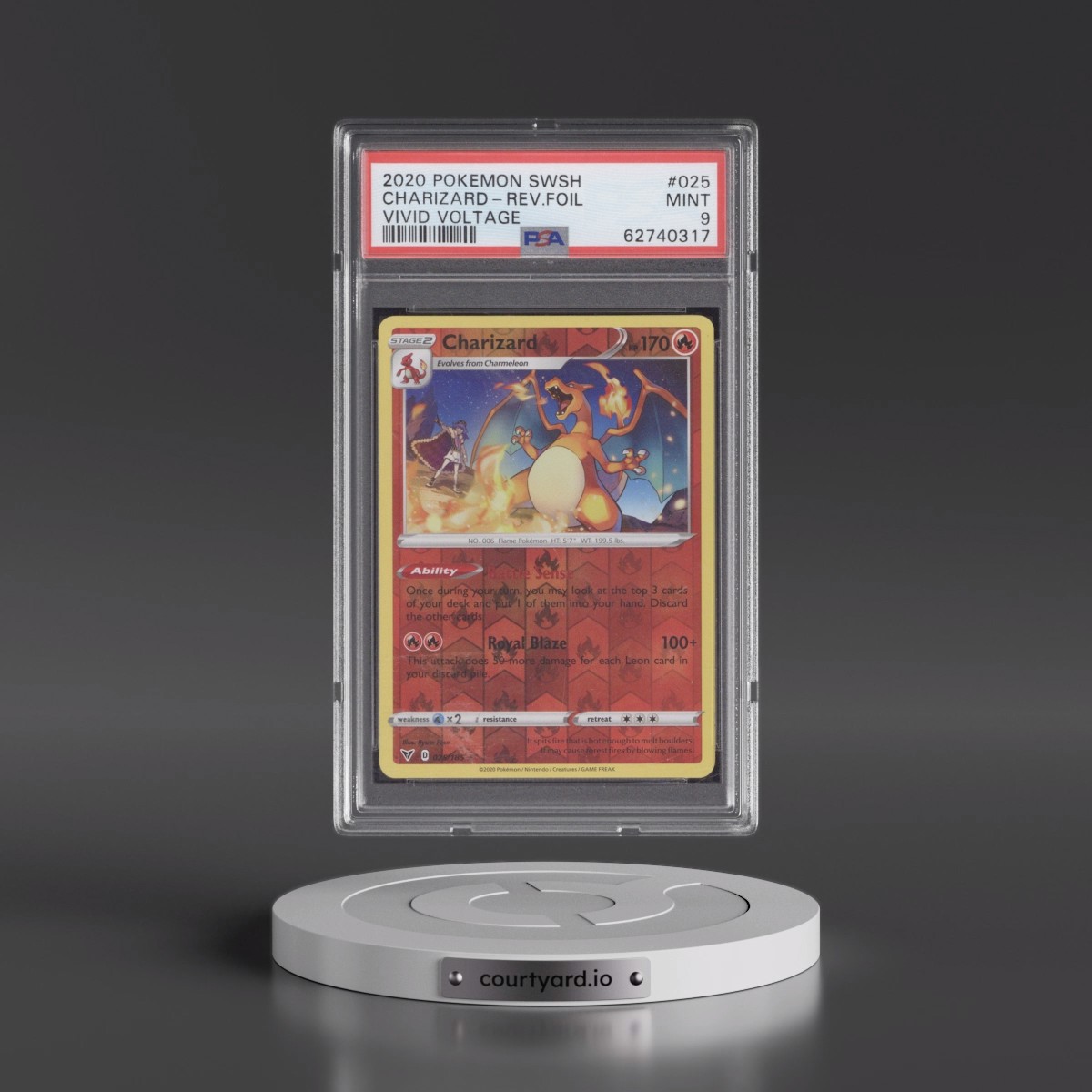 2020 Pokémon Sword & Shield Vivid Voltage Charizard - Reverse Foil #025 PSA 9