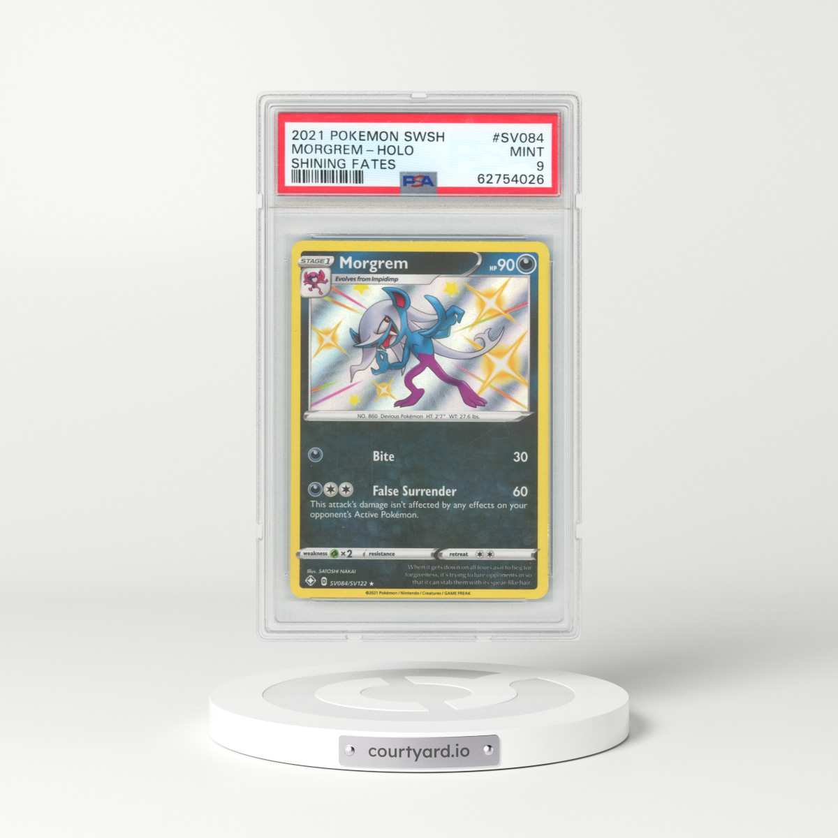 2021 Pokémon Sword & Shield Shining Fates #SV084 Morgrem - Holo (PSA 9 MINT)