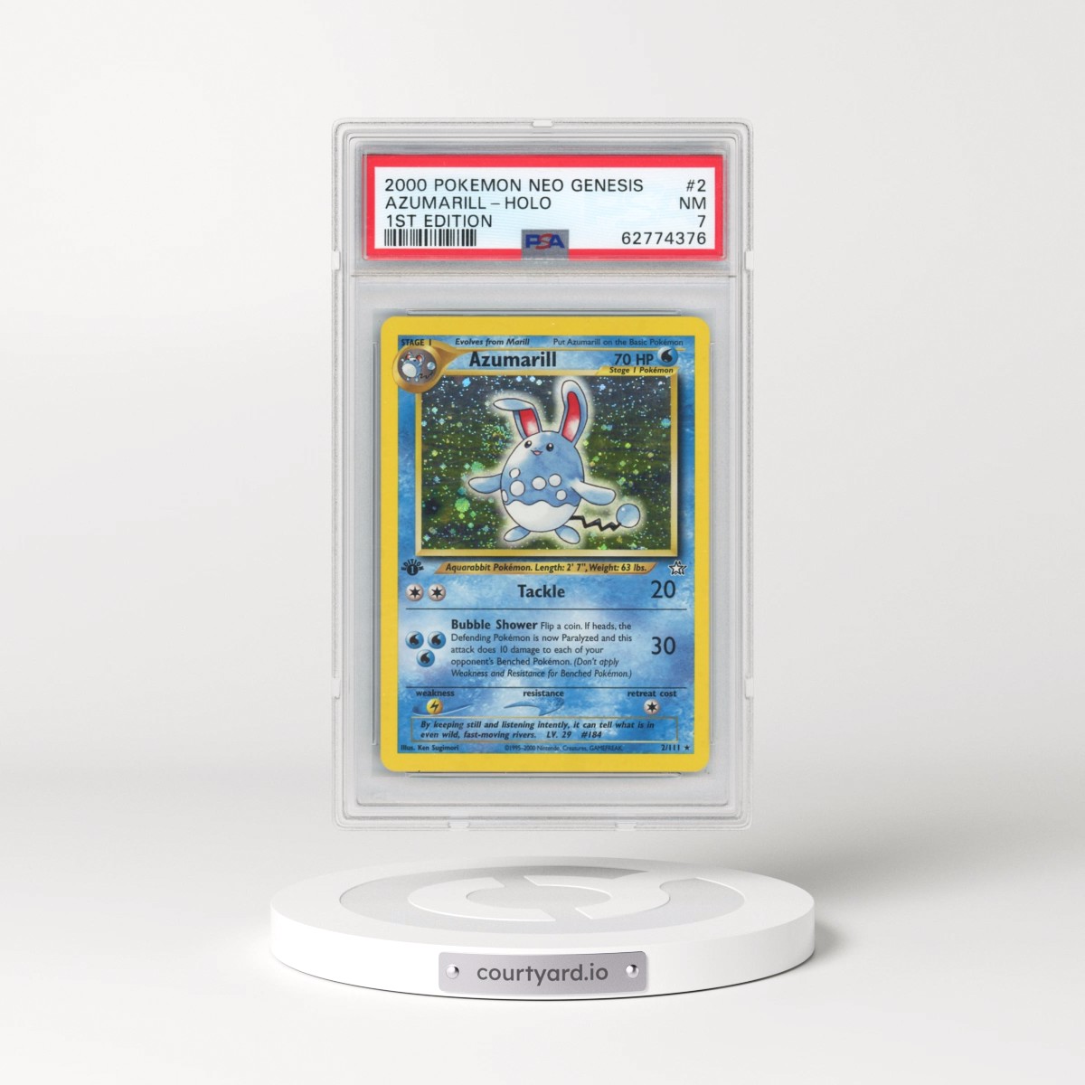 2000 Pokémon Neo Genesis #2 Azumarill - 1st Edition Holo (PSA 7 NM)