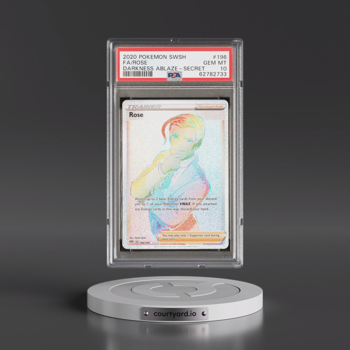 2020 Pokémon Sword & Shield Darkness Ablaze #196 Rose - Full Art Secret (PSA 10 GEM MINT)