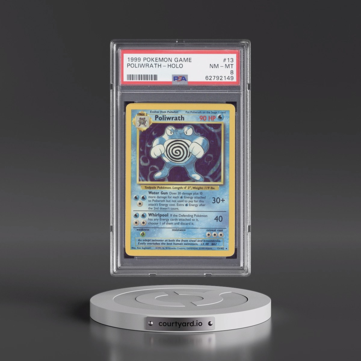 1999 Pokémon Game #13 Poliwrath - Holo (PSA 8 NM-MT)