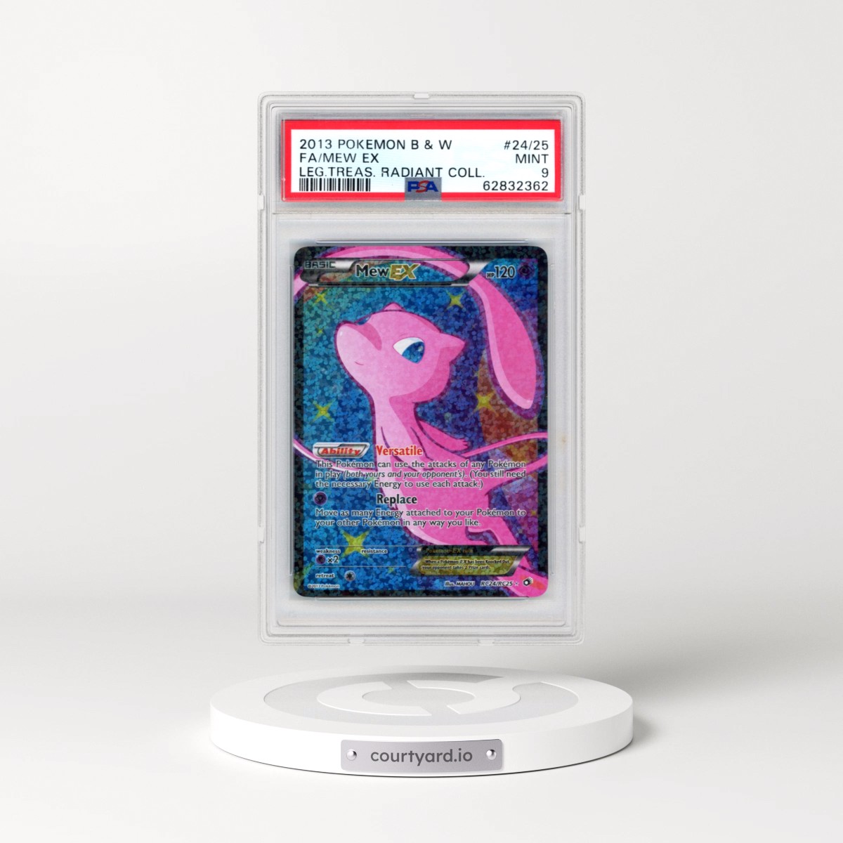 2013 Pokémon Black & White Legendary Treasures Radiant Collection #24/25 Mew EX - Holo Full Art (PSA 9 MINT)