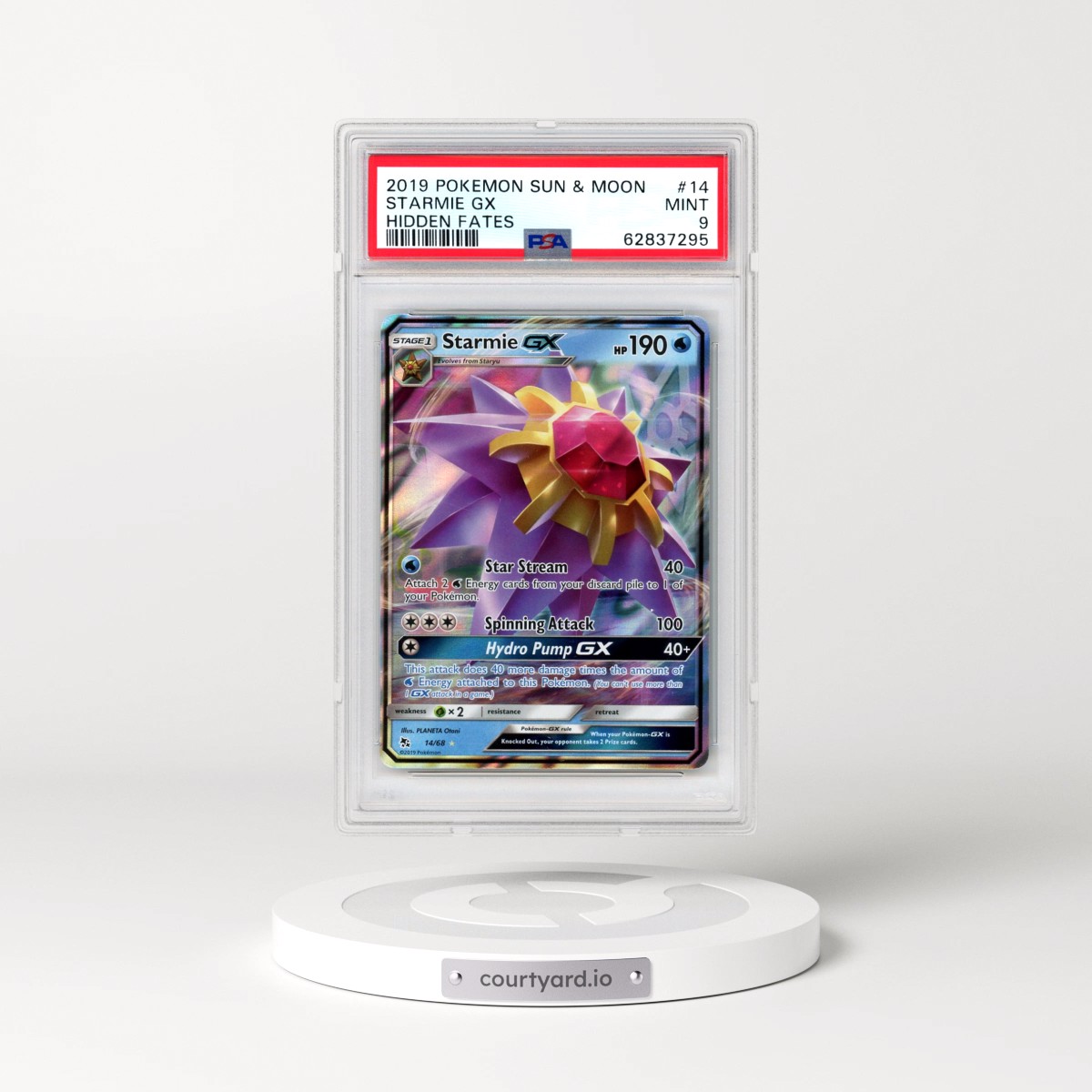 2019 Pokémon Sun & Moon Hidden Fates #14 Starmie GX - Holo (PSA 9 MINT)