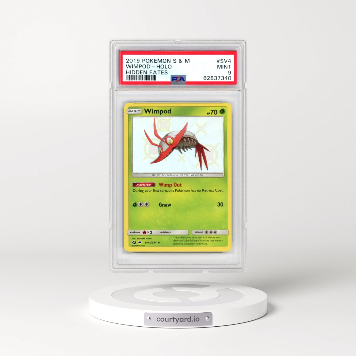 2019 Pokémon Sun & Moon Hidden Fates #SV4 Wimpod - Holo (PSA 9 MINT)