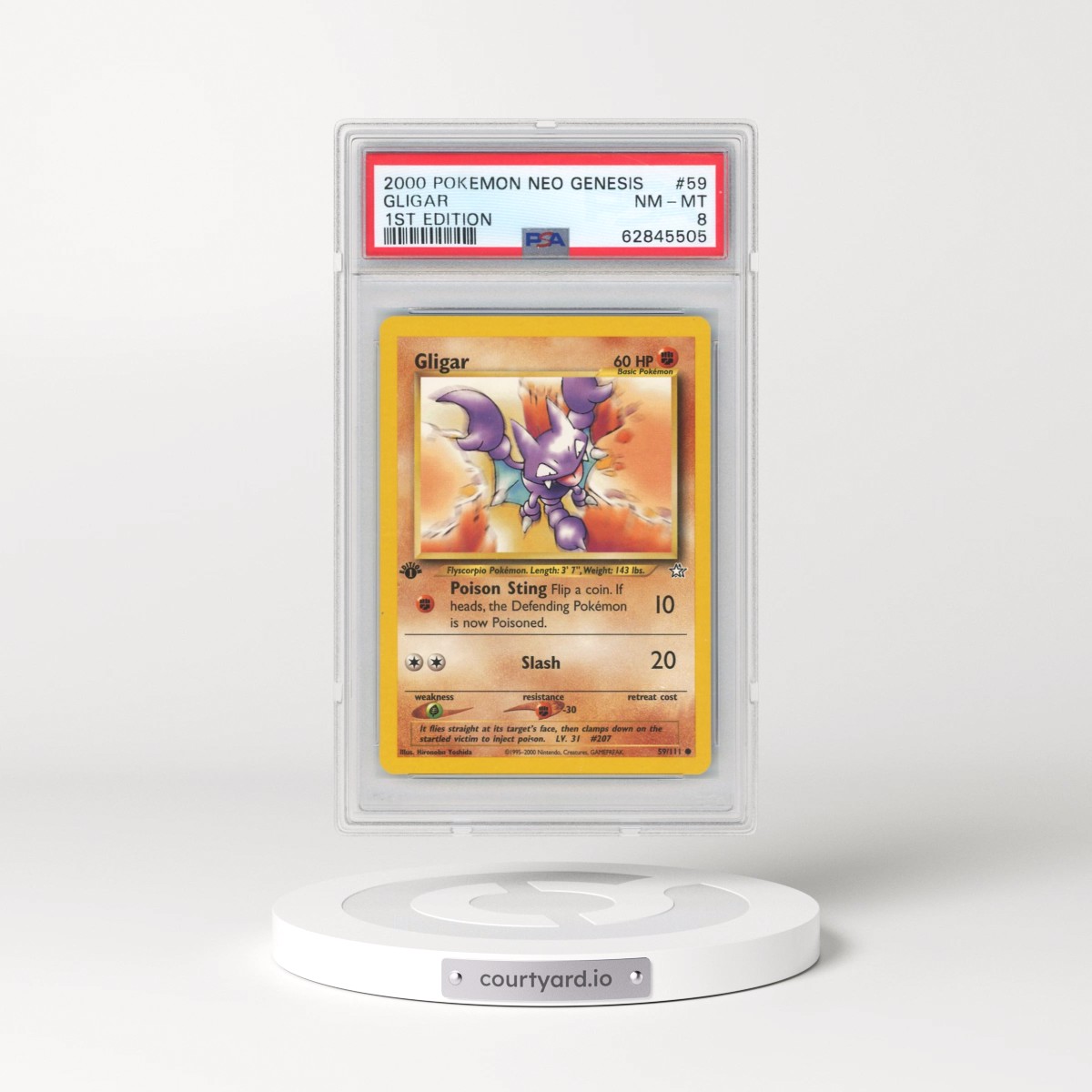 2000 Pokémon Neo Genesis #59 Gligar - 1st Edition (PSA 8 NM-MT)