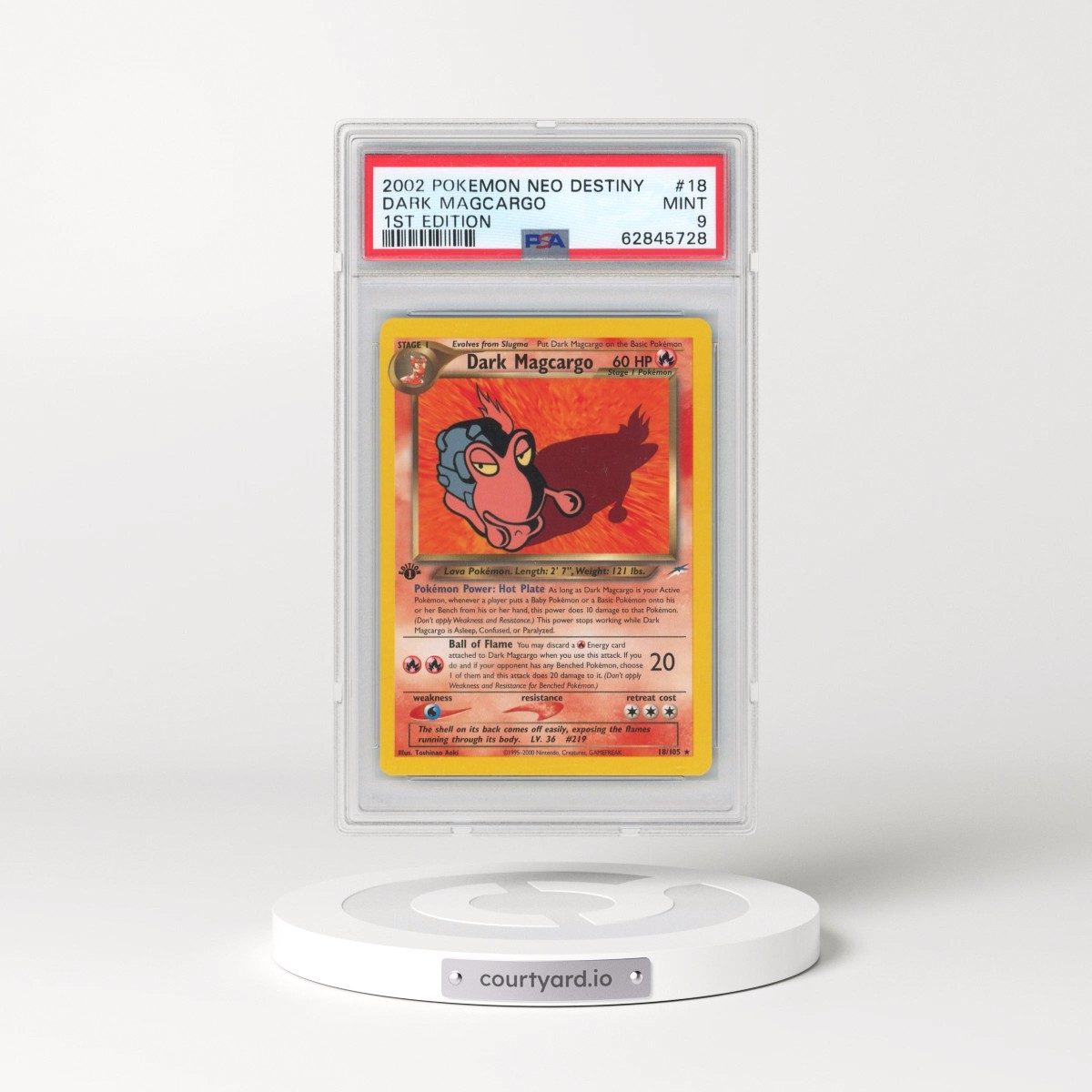 2002 Pokémon Neo Destiny #18 Dark Magcargo - 1st Edition (PSA 9 MINT)