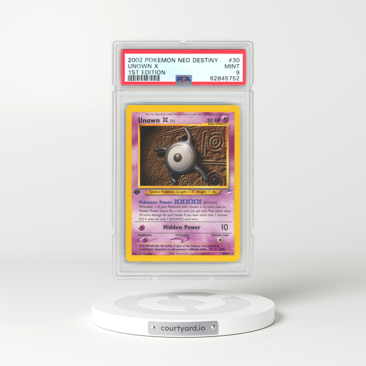 2002 Neo Destiny #30 Unown X - 1st Edition (PSA 9 MINT)