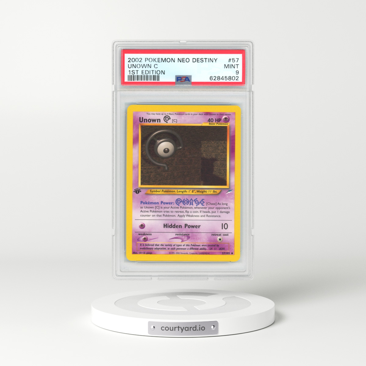 2002 Neo Destiny #57 Unown C - 1st Edition (PSA 9 MINT)
