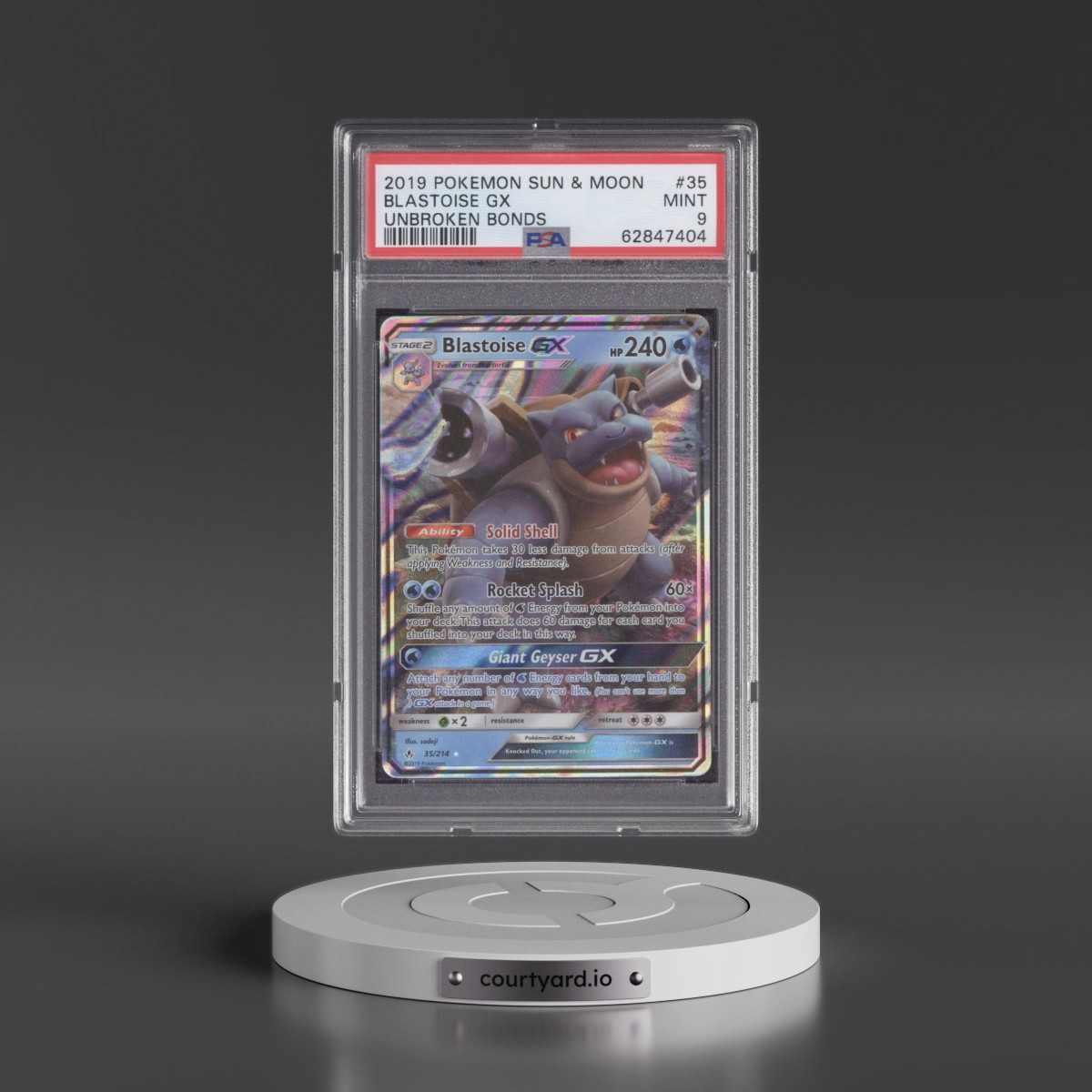 2019 Pokémon Sun & Moon Unbroken Bonds #35 Blastoise GX - Holo (PSA 9 MINT)