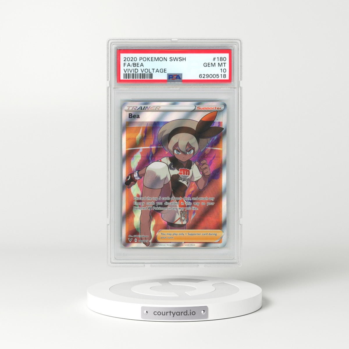 2020 Pokémon Sword & Shield Vivid Voltage #180 Bea - Full Art (PSA 10 GEM MINT)