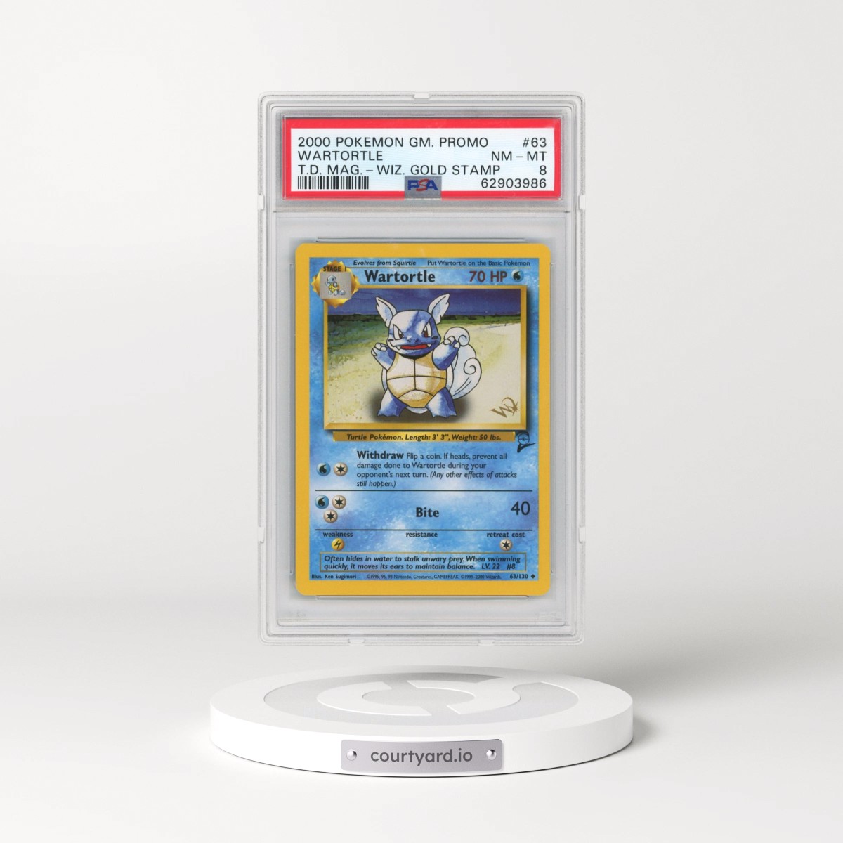 2000 Pokémon Game Promo #63 Wartortle - Top Deck Magazine w/Wizards Gold Stamp (PSA 8 NM-MT)