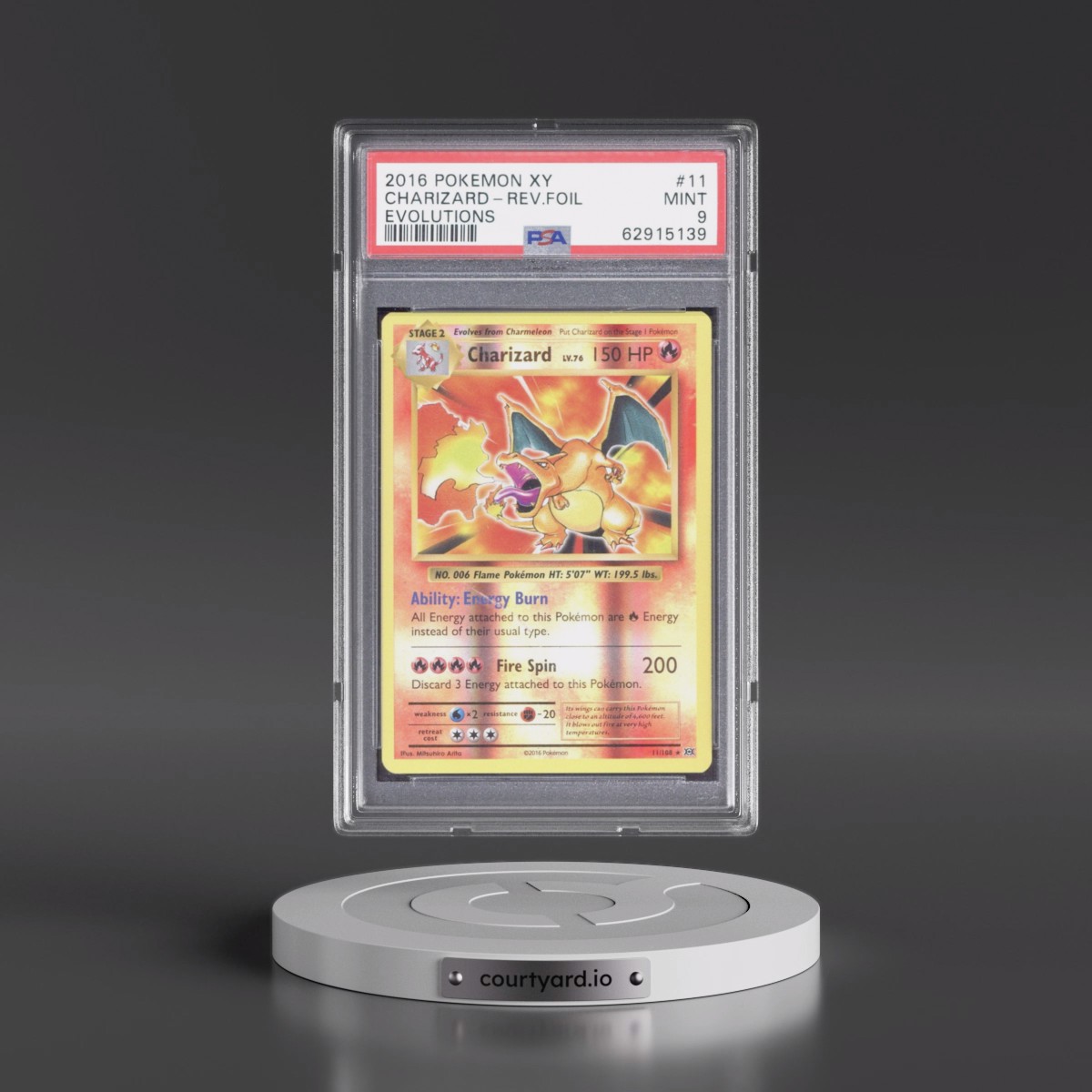 2016 Pokémon XY Evolutions #11 Charizard - Reverse Foil (PSA 9 MINT)