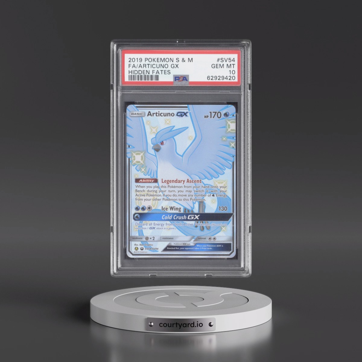 2019 Pokémon Sun & Moon Hidden Fates #SV54 Articuno GX - Holo Full Art (PSA 10 GEM MINT)