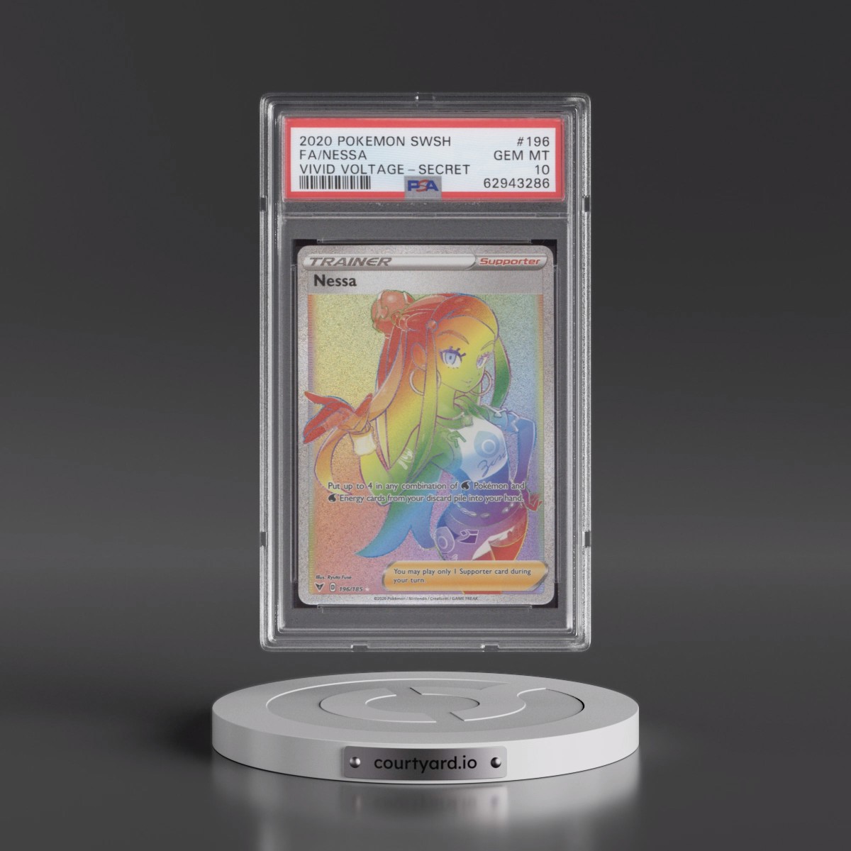 2020 Pokémon Sword & Shield Vivid Voltage #196 Nessa - Full Art Secret (PSA 10 GEM MINT)