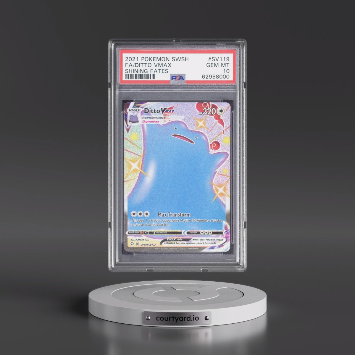 2021 Pokémon Sword & Shield Shining Fates #SV119 Ditto Vmax - Full Art (PSA 10 GEM MINT)