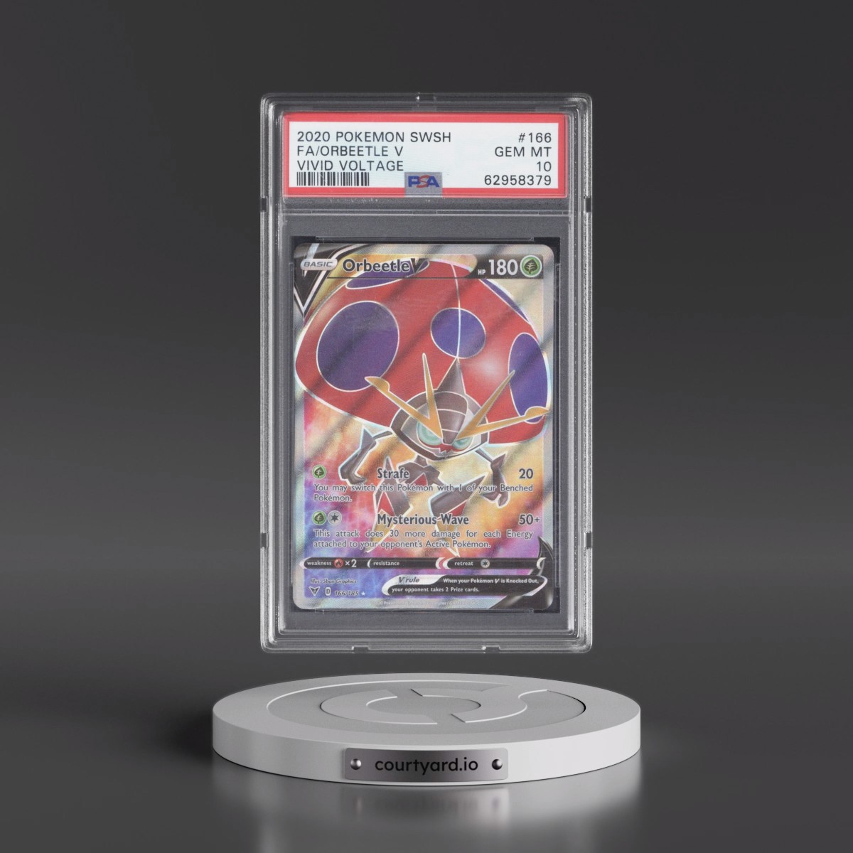 2020 Pokémon Sword & Shield Vivid Voltage Orbeetle V - Holo Full Art #166 PSA 10