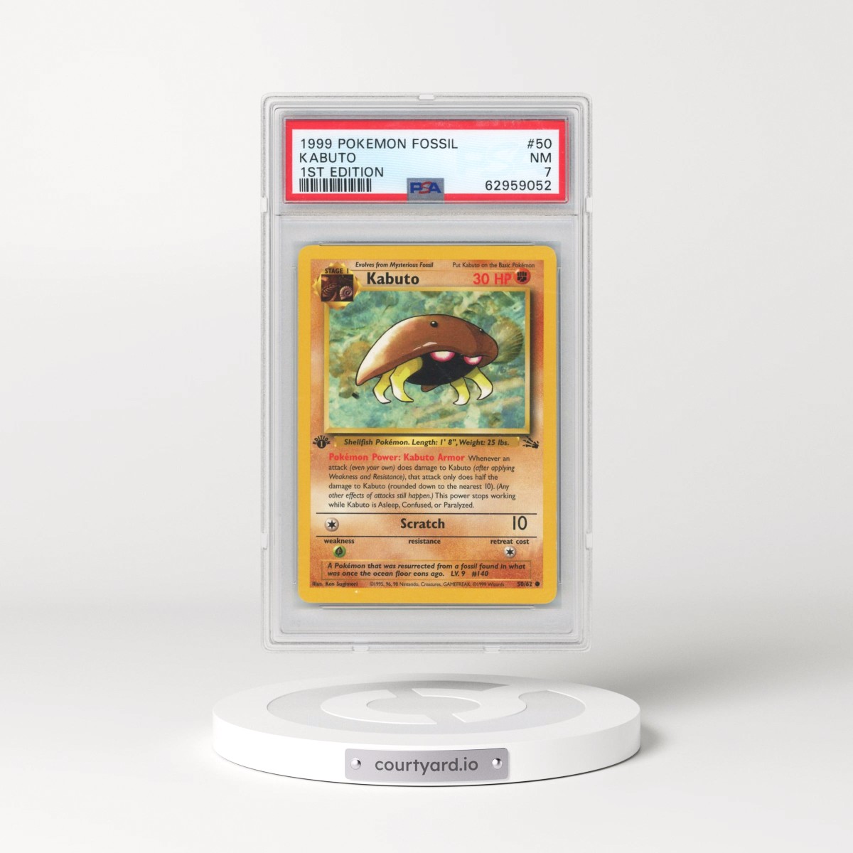 1999 Pokémon Fossil Kabuto - 1st Edition #50 PSA 7