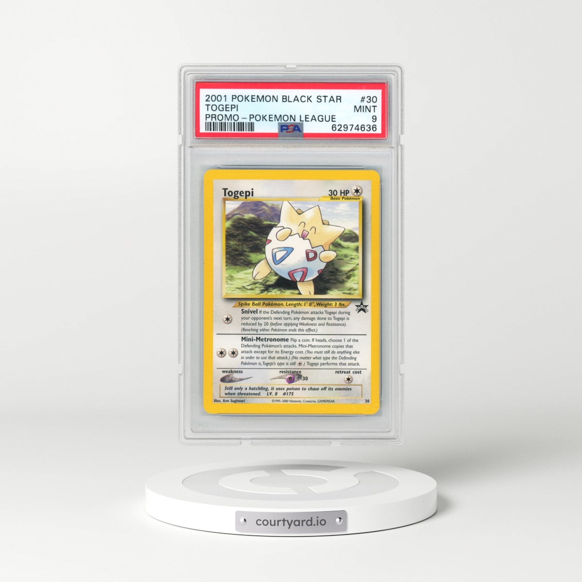 2001 Pokémon Promo Black Star #30 Togepi - Pokemon League (PSA 9 MINT)