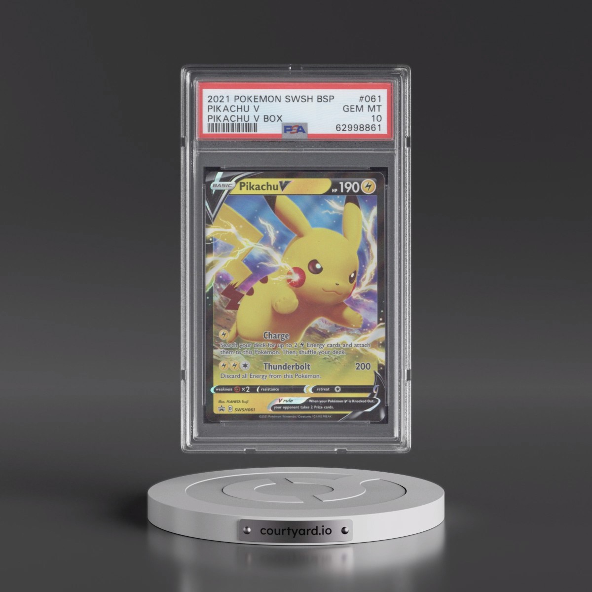 2021 Pokémon Swsh Black Star Promo #061 Pikachu V - Holo Pikachu V Box (PSA 10 GEM MINT)