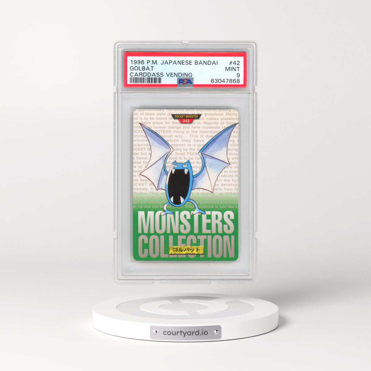 1996 Pokémon Bandai Carddass Vending #42 Golbat (PSA 9 MINT)