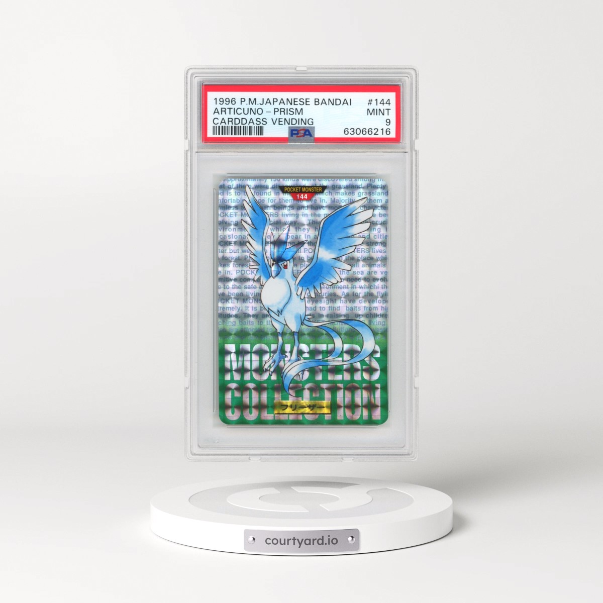 1996 Pokémon Bandai Carddass Vending #144 Articuno-Prism (PSA 9 MINT)