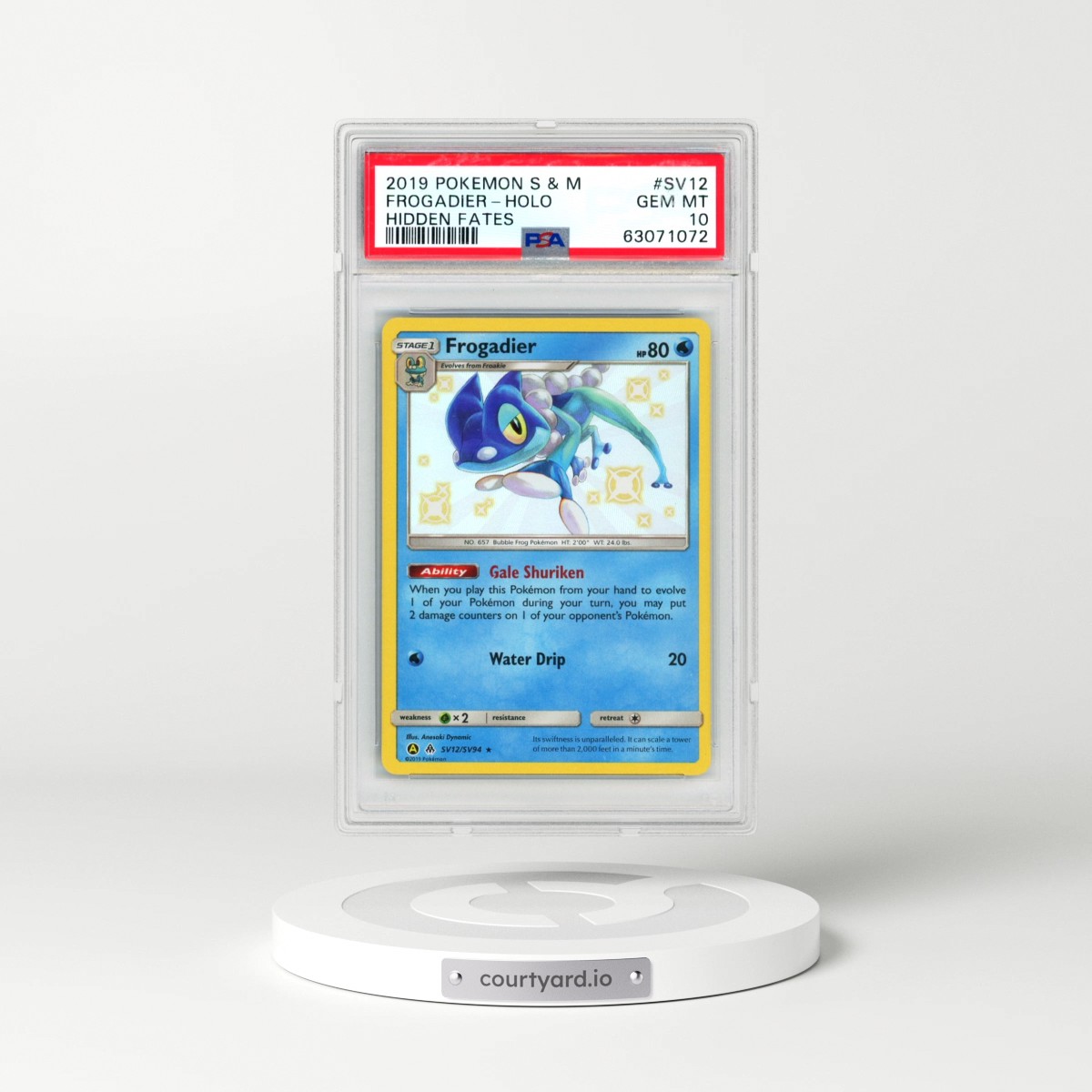 2019 Pokémon Sun & Moon Hidden Fates #SV12 Frogadier - Holo (PSA 10 GEM MINT)