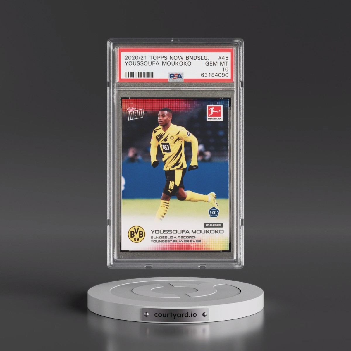 2020 Topps Now Bundesliga #45 Youssoufa Moukoko (PSA 10 GEM MINT)
