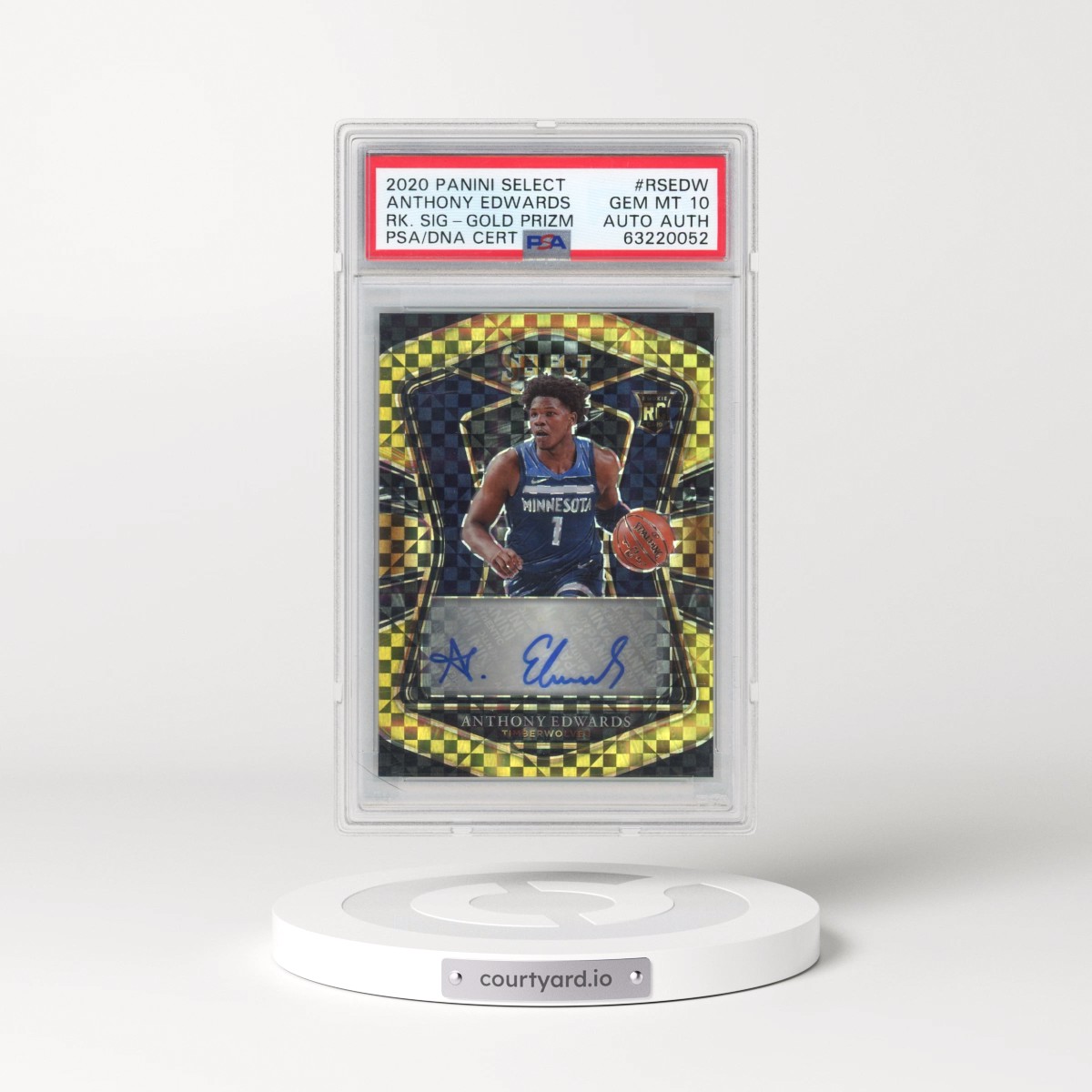 2020 Panini Select Rookie Signatures #RSEDW Anthony Edwards - Gold Prizm (PSA 10 GEM MINT)