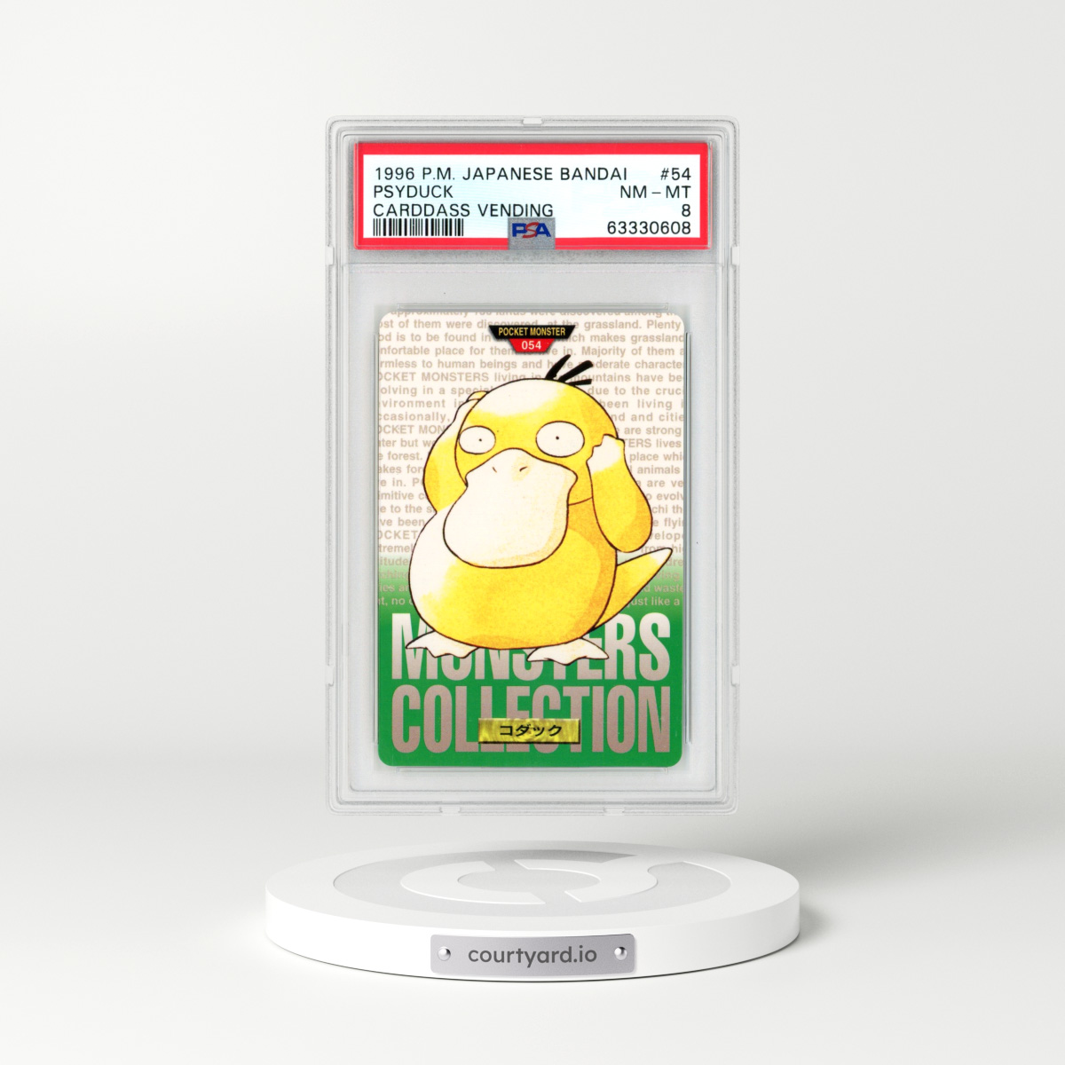 1996 Japanese Bandai Carddass Vending #54 Psyduck - Full Art (PSA 8 NM-MT)