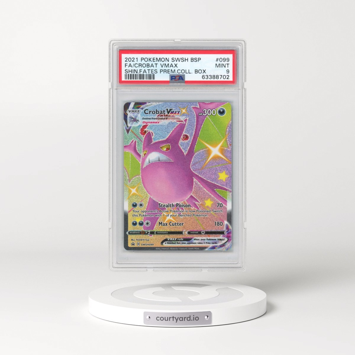 2021 Pokémon Swsh Black Star Promo #099 Crobat Vmax - Full Art Shining Fates Premium Collection Box (PSA 9 MINT)