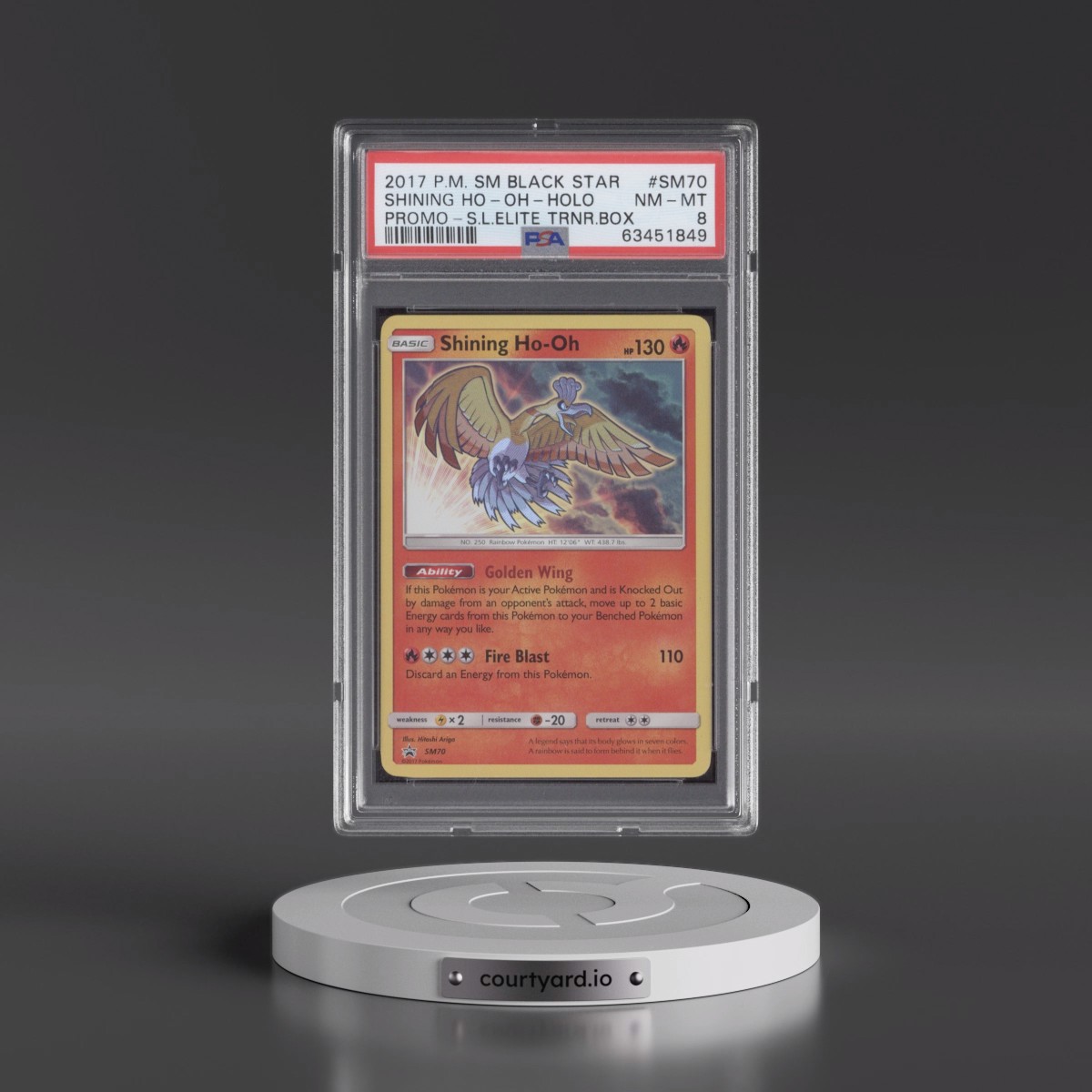 2017 Pokémon SM Black Star Promo #SM70 Shining HO-Oh - Holo Holo Shining Legends Elite Trainer Box (PSA 8 NM-MT)