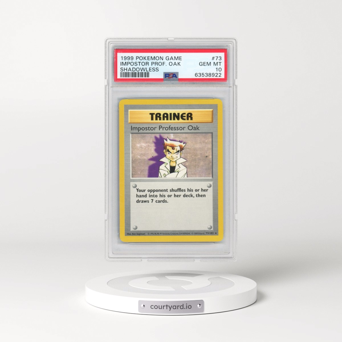 1999 Pokémon Game #73 Impostor Professor Oak - Shadowless (PSA 10 GEM MINT)