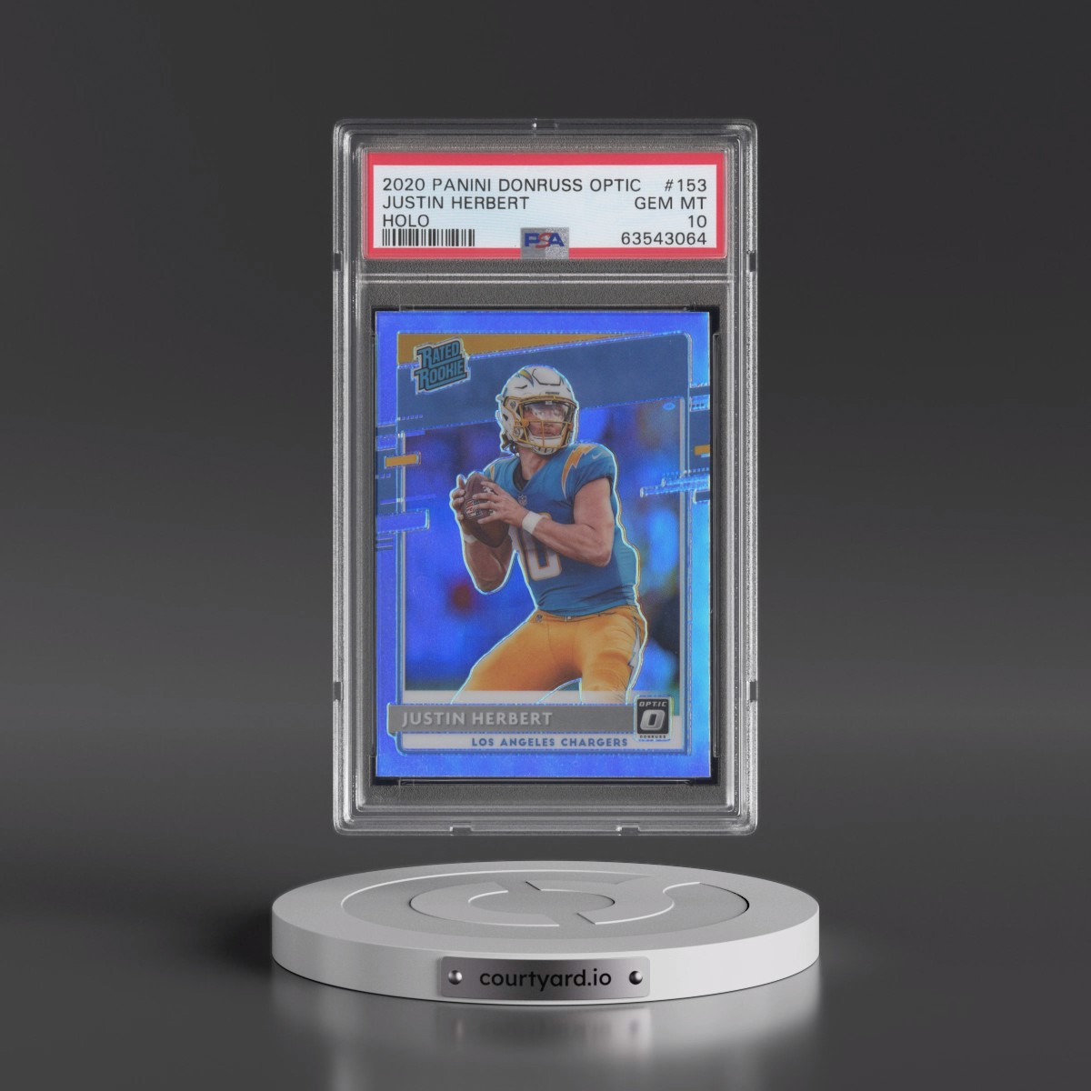 2020 Panini Donruss Optic #153 Justin Herbert - Holo (PSA 10 GEM MINT)