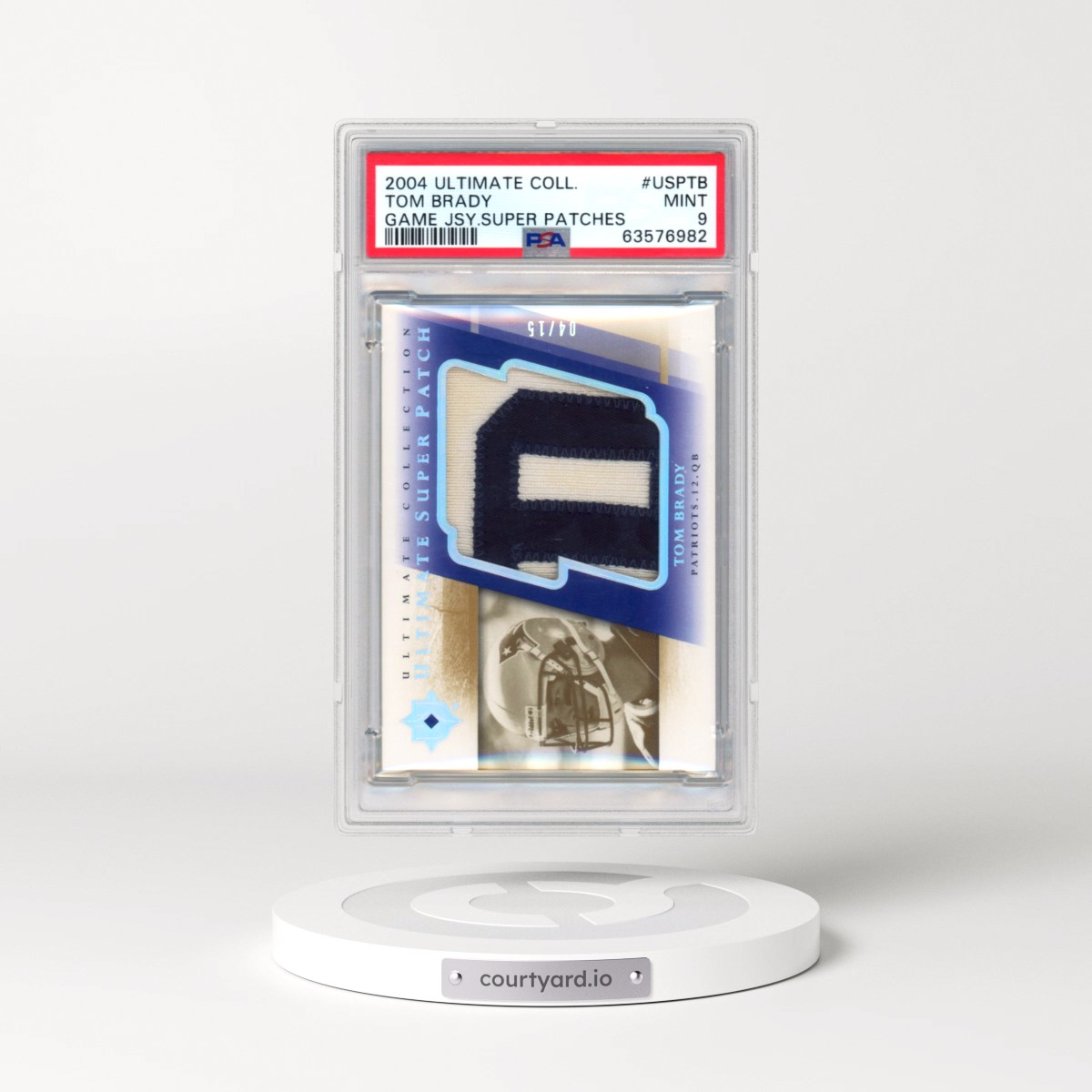 2004 Ultimate Collection Game Jersey Super Patches #USPTB Tom Brady (PSA 9 MINT)