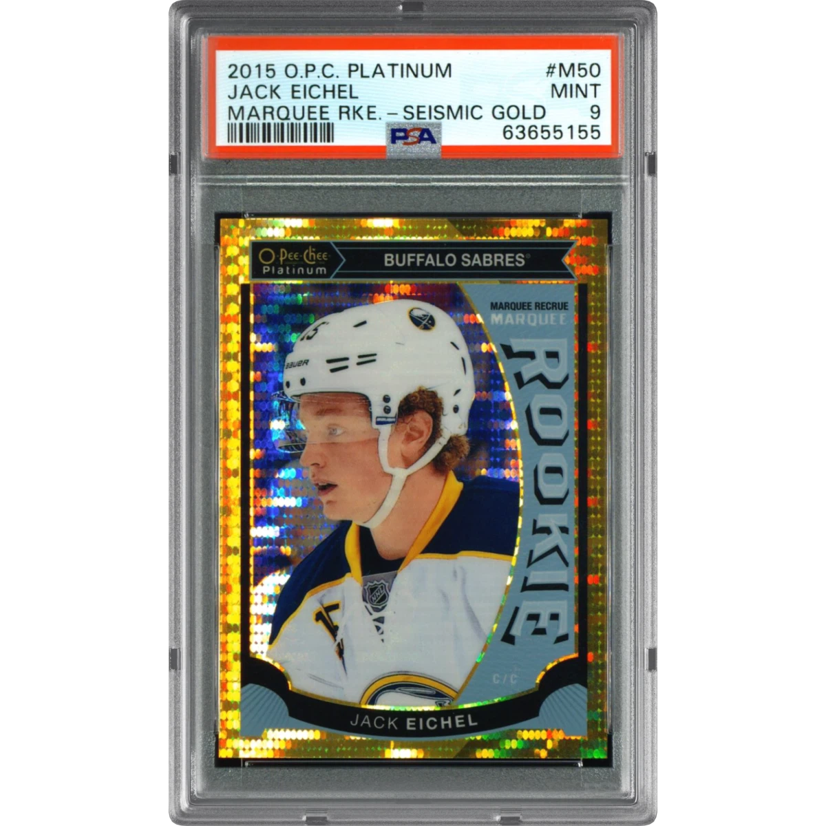 2015 O-Pee-Chee Platinum Marquee Rookies #M50 Jack Eichel - Seismic Gold (PSA 9 MINT)