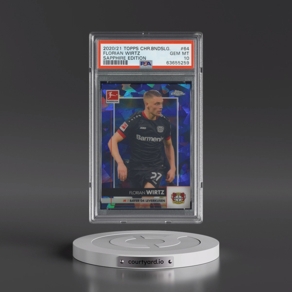 2020 Topps Chrome Bundesliga Sapphire Edition #64 Florian Wirtz (PSA 10 GEM MINT)