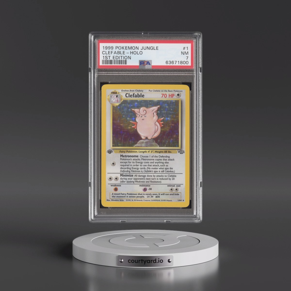 1999 Pokémon Jungle #1 Clefable - 1st Edition Holo (PSA 7 NM)