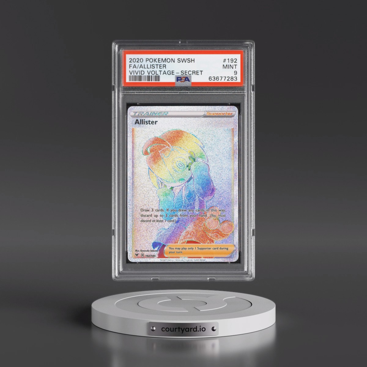 2020 Pokémon Sword & Shield Vivid Voltage #192 Allister - Full Art Secret (PSA 9 MINT)