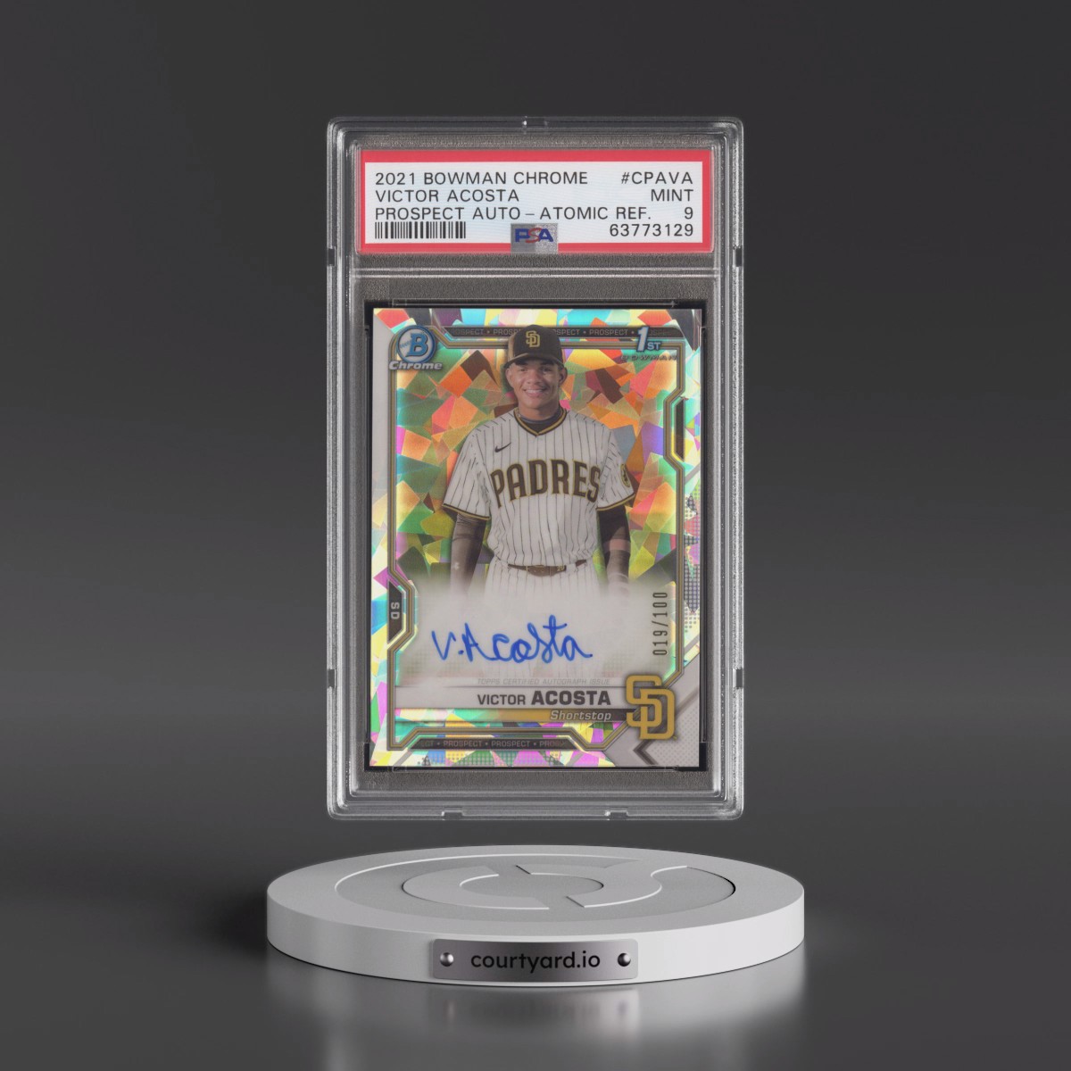 2021 Bowman Chrome Prospect Autographs #CPAVA Victor Acosta - Atomic Refractor (PSA 9 MINT)