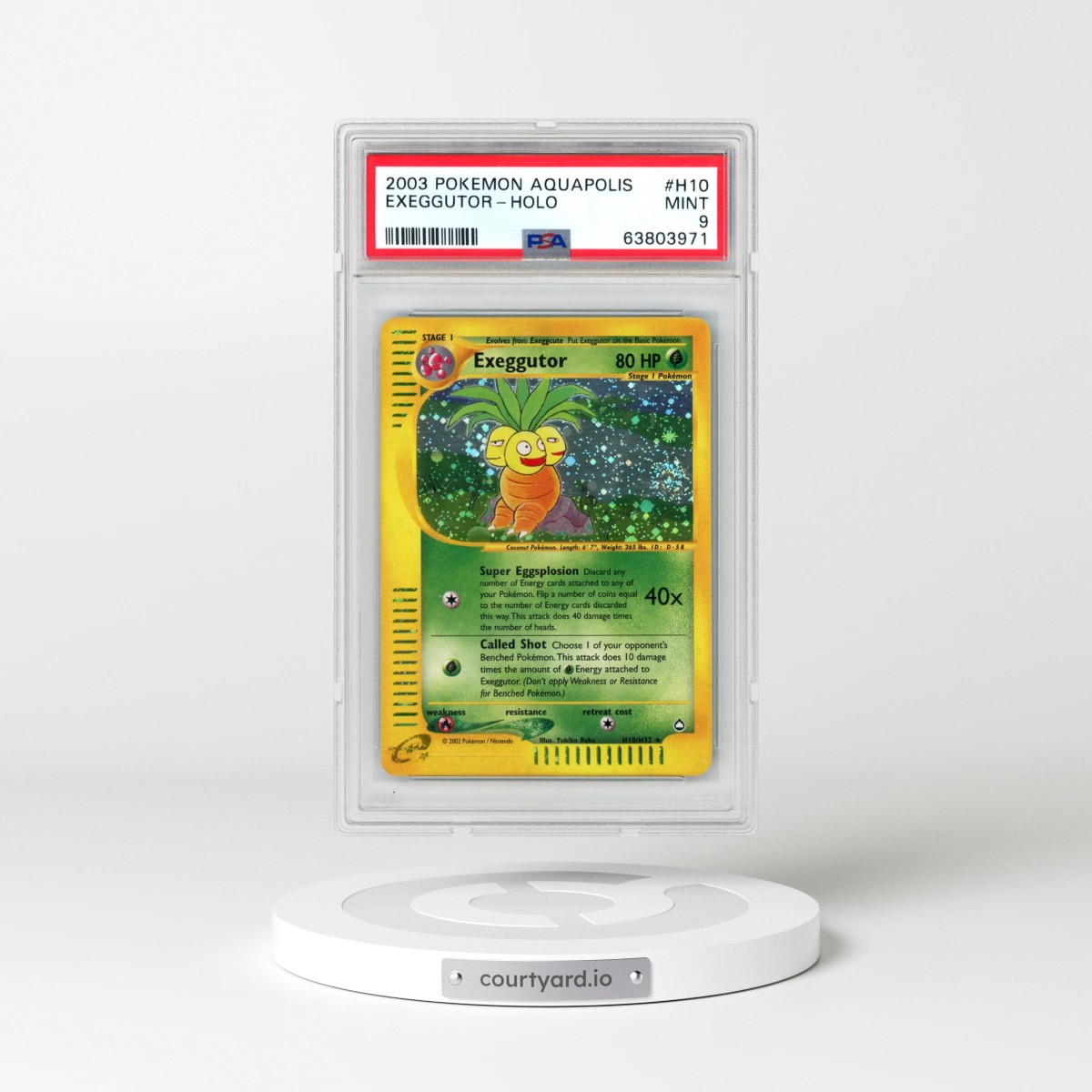 2003 Pokémon Aquapolis #H10 Exeggutor - Holo (PSA 9 MINT)