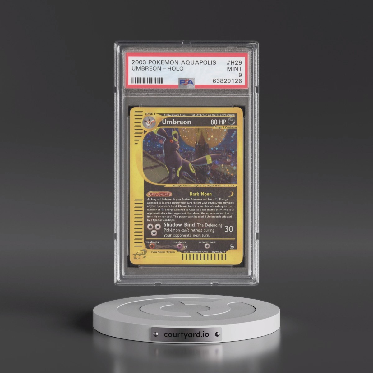 2003 Pokémon Aquapolis #H29 Umbreon - Holo (PSA 9 MINT)