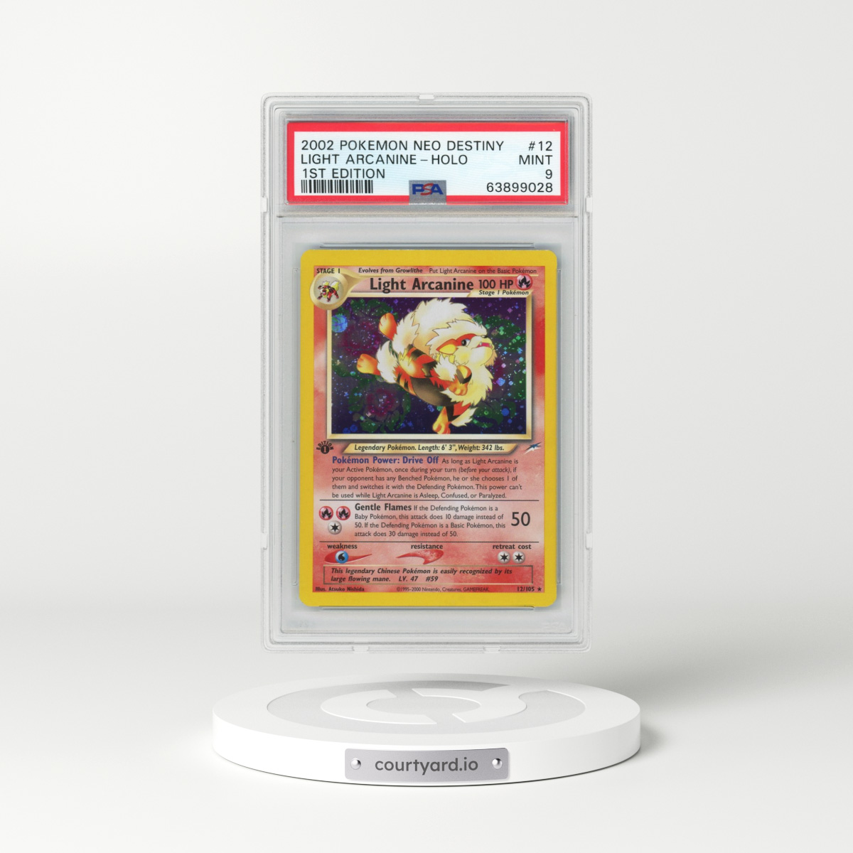 2002 Pokémon Neo Destiny #12 Light Arcanine - 1st Edition Holo (PSA 9 MINT)