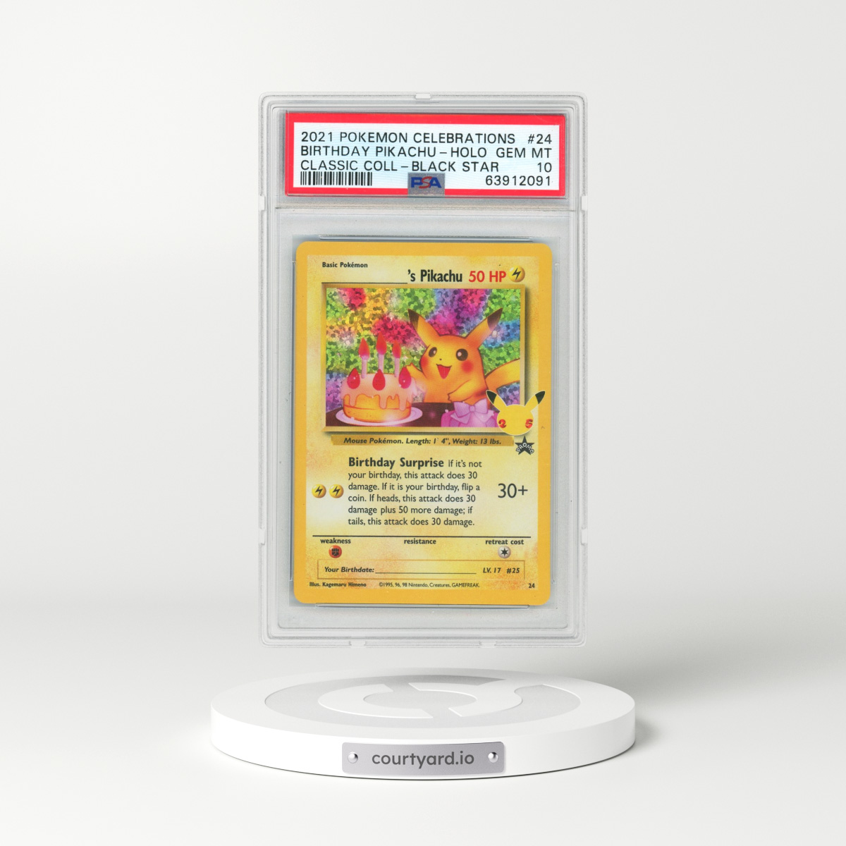 2021 Pokémon Celebrations Classic Collection #24 Birthday Pikachu - Holo (PSA 10 GEM MINT)