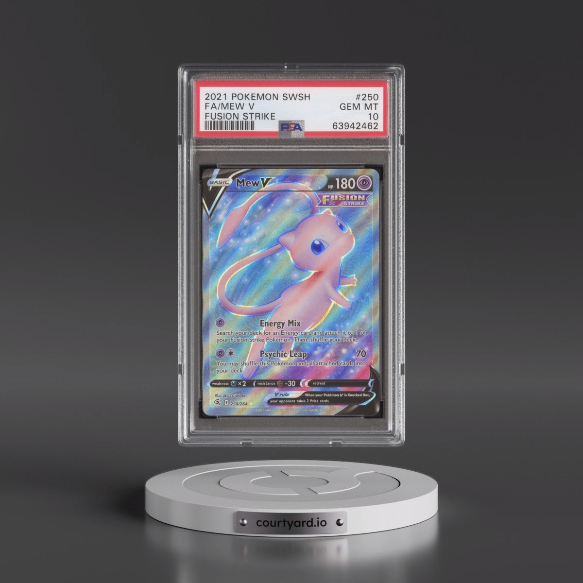 2021 Pokémon Sword & Shield Fusion Strike #250 Mew V - Holo Full Art (PSA 10 GEM MINT)