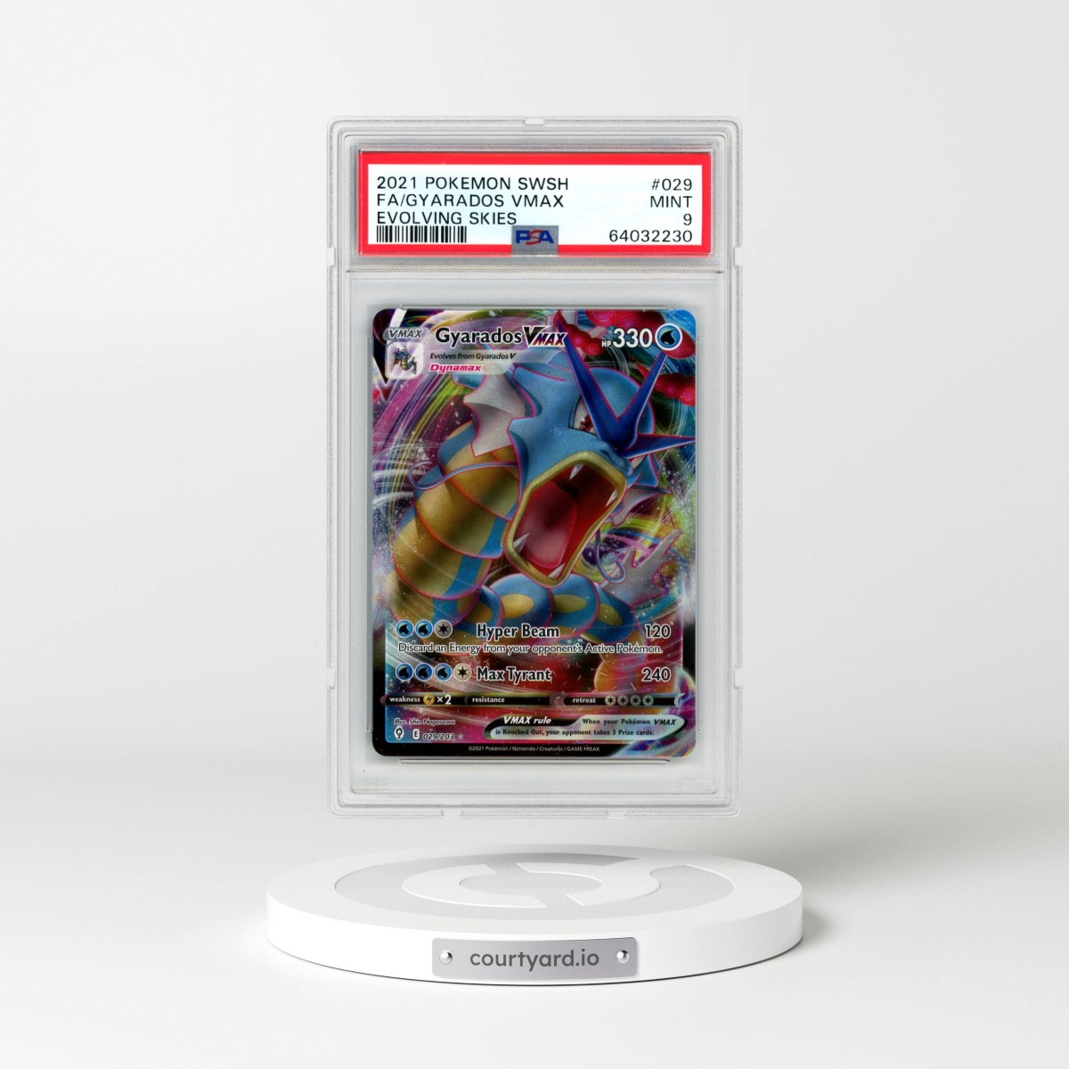 2021 Pokémon Sword & Shield Evolving Skies #029 Gyarados Vmax - Full Art (PSA 9 MINT)