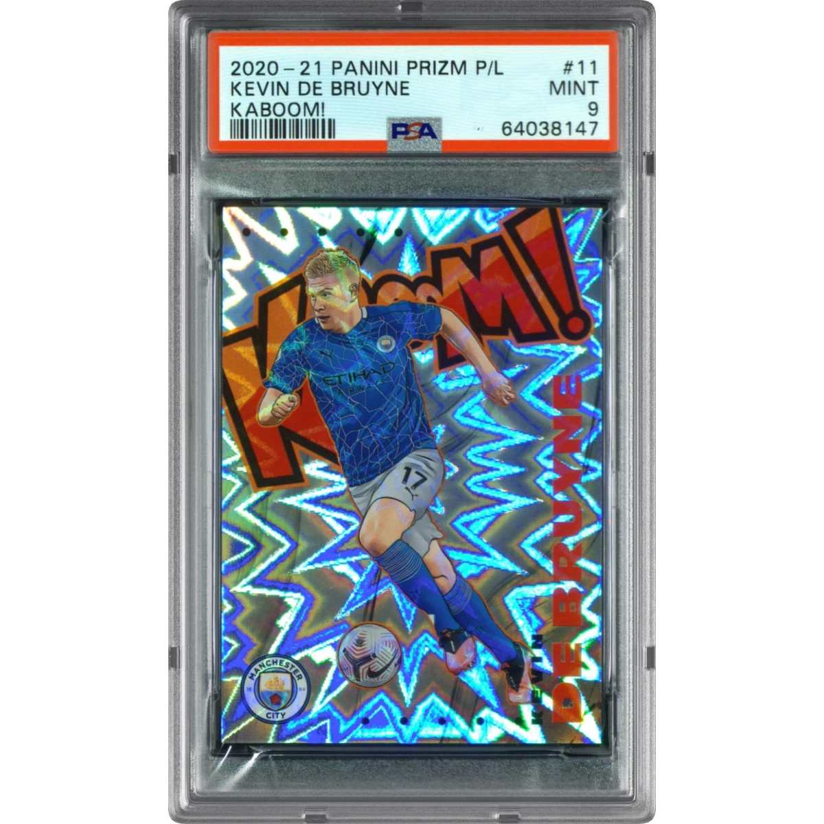 2020 Panini Prizm Premier League Kaboom! #11 Kevin de Bruyne (PSA 9 MINT)
