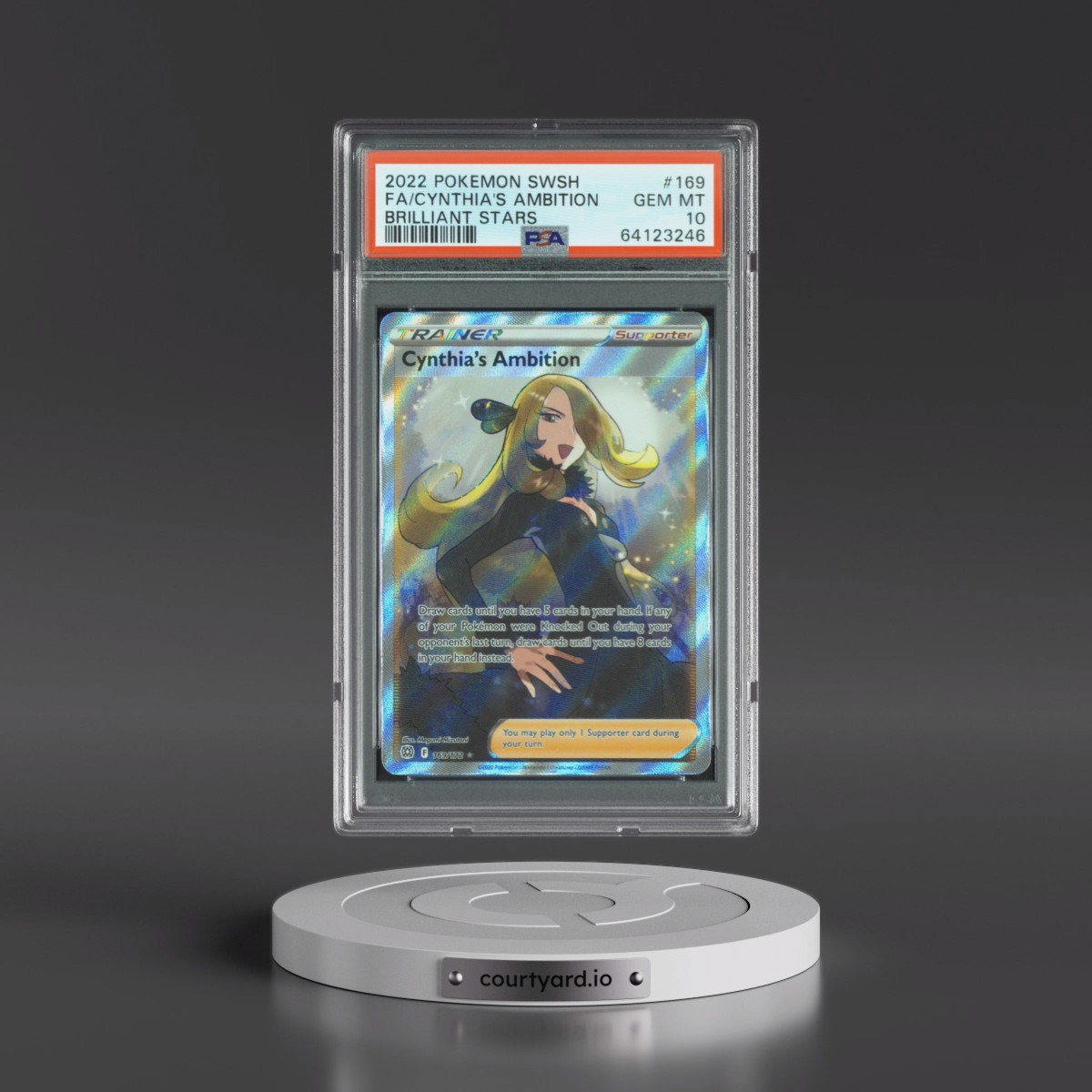 2022 Pokémon Sword & Shield Brilliant Stars #169 Cynthia's Ambition - Full Art (PSA 10 GEM MINT)