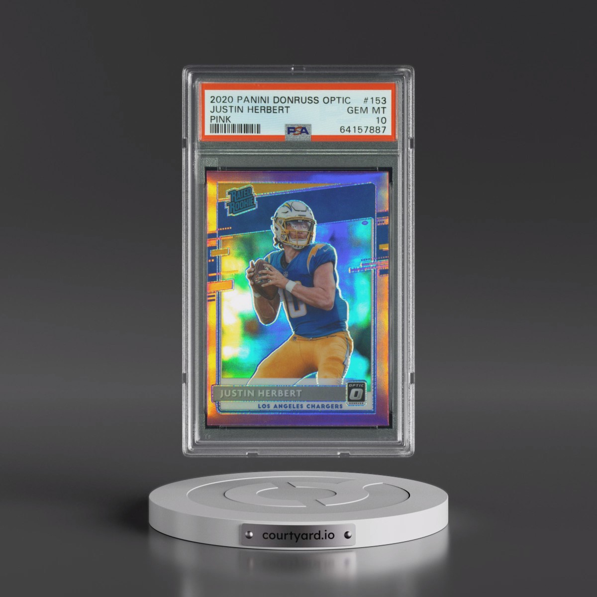 2020 Panini Donruss Optic #153 Justin Herbert - Pink (PSA 10 GEM MINT)