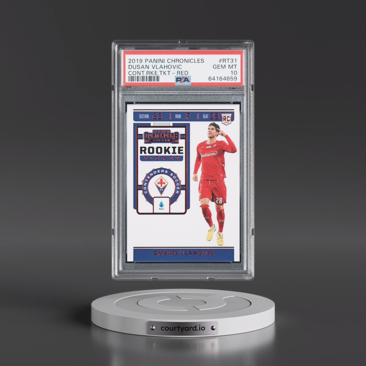 2019 Panini Chronicles Contenders Rookie Ticket #RT31 Dusan Vlahovic - Red (PSA 10 GEM MINT)